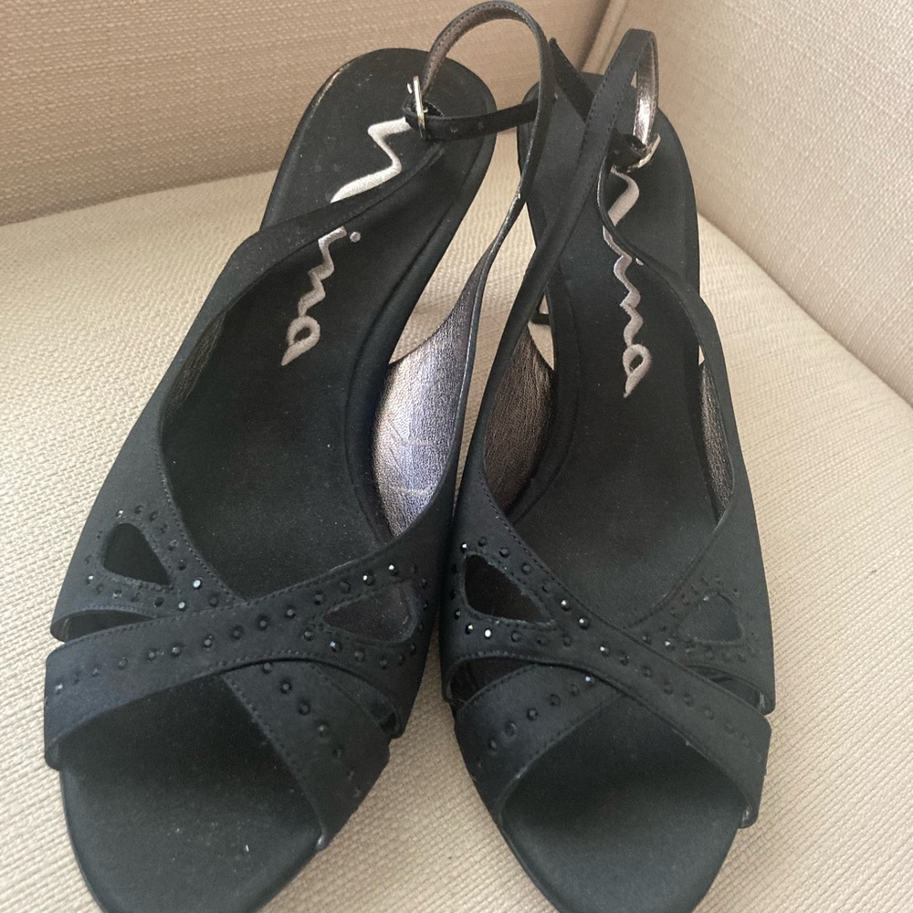 Ladies Mina black open toe strapy  heels for special occasion Ladies 9.5 - Picture 8 of 8